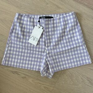 Zara Lilac Gingham Shorts